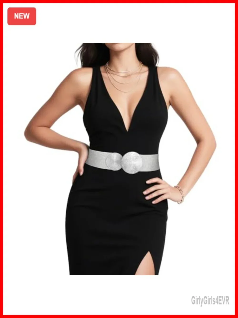 Wide Stretchy Elastic Belt Women Waist Cinch With Gold Buckle Dress Accessory